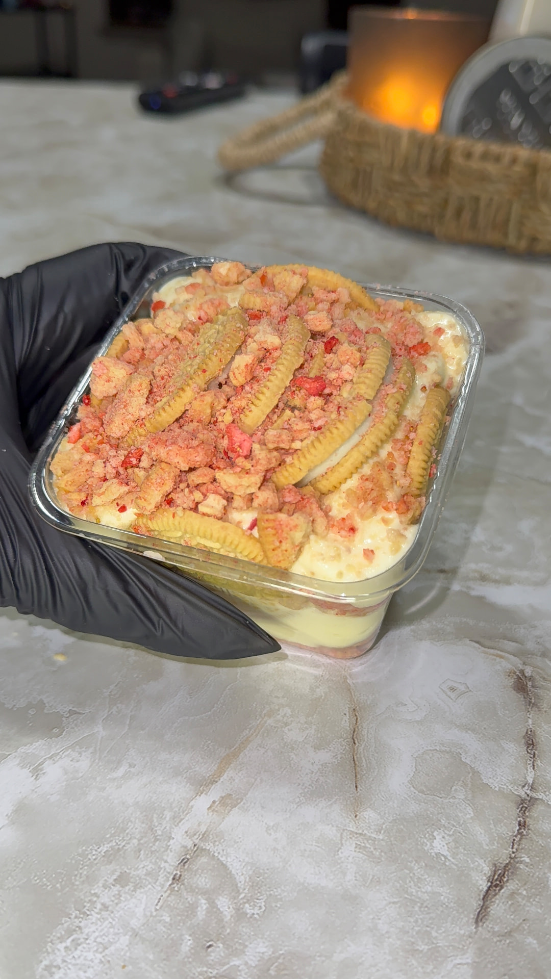Strawberry Crunch banana pudding cup