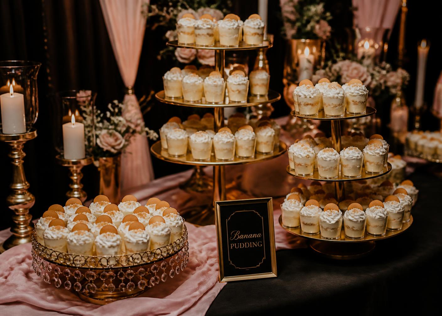 Luxury banana pudding dessert table
