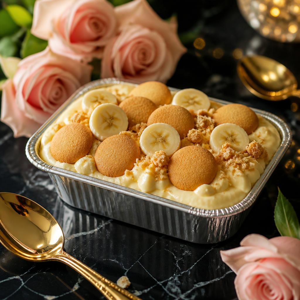 Mini pan of Banana Bliss pudding with fresh bananas and Nilla wafers